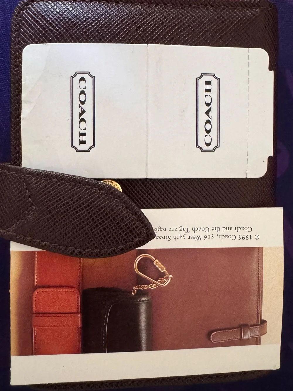 Coach Brown Textured Leather Snap Wallet